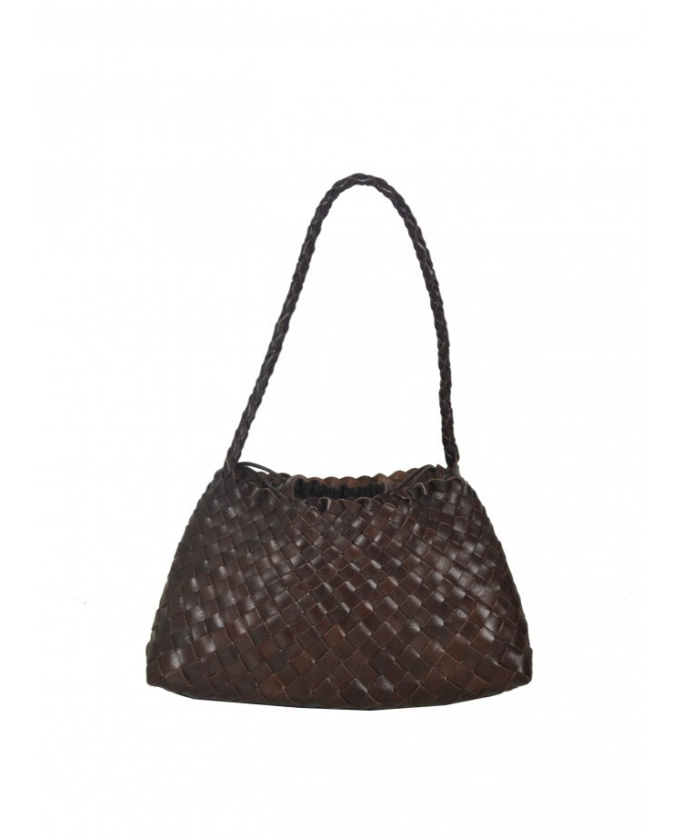 Woven Leather Mini Pouch with Drawstring