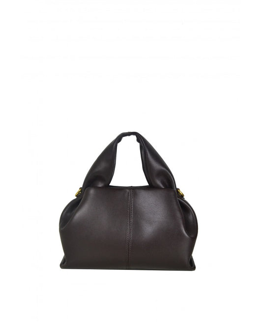 “La Bombolino” Leather Top Handle Bag with Removable Strap
