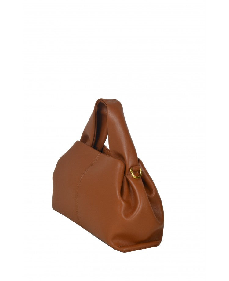 “La Bombolino” Leather Top Handle Bag with Removable Strap