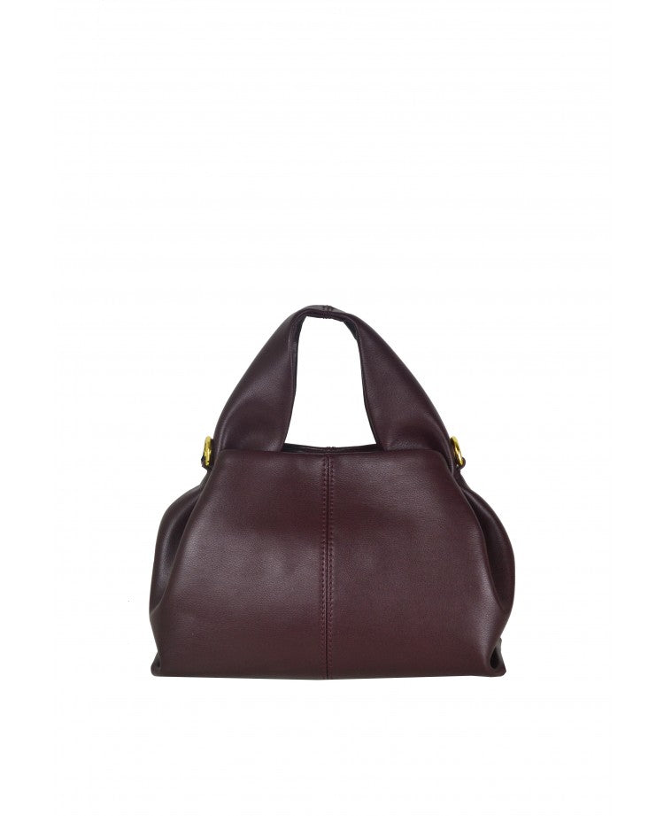 “La Bombolino” Leather Top Handle Bag with Removable Strap