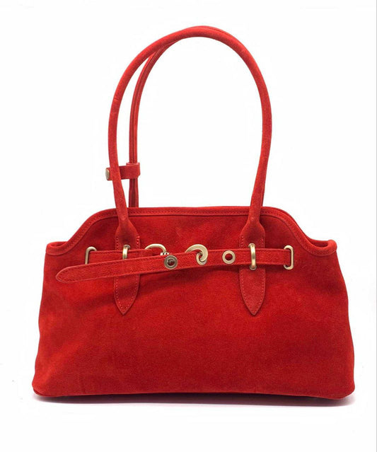 Sac à main élégant en daim aux détails raffinés