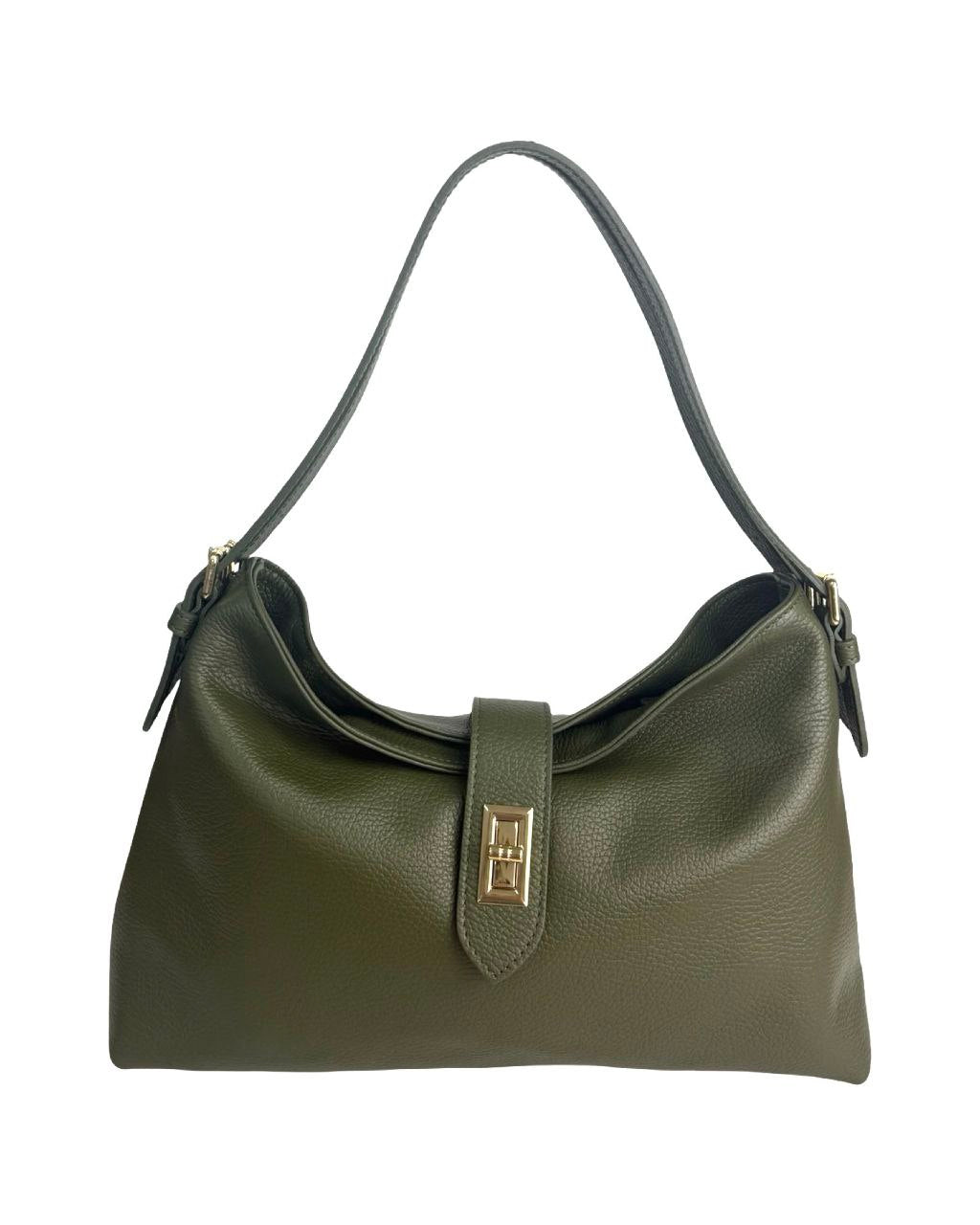 Leather Shoulder Bag with Zip Closure & Detachable Strap – Modex™