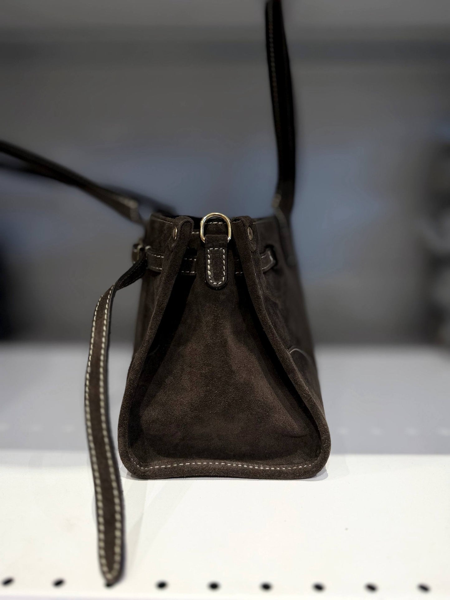 Elongated Suede Shoulder Bag