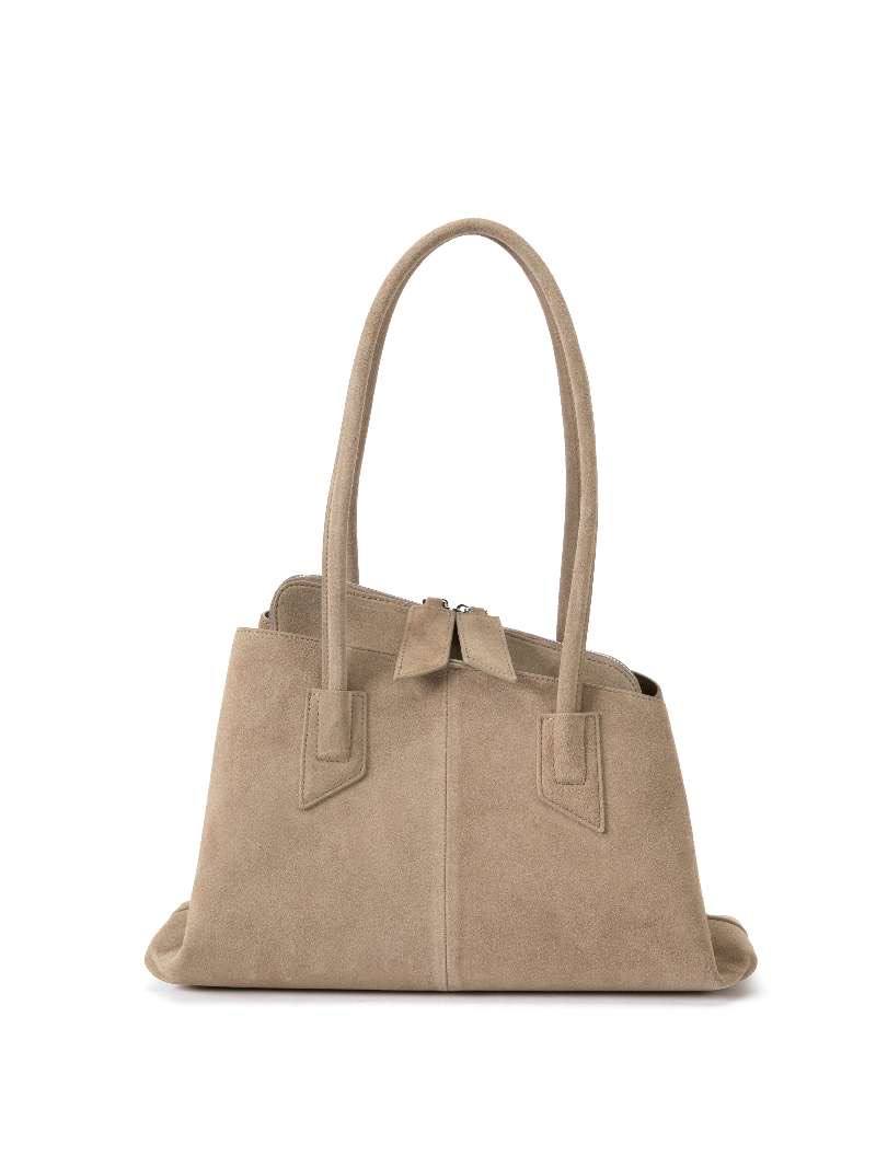 Large Suede Leather Tote Bag with Zip Closure – Modex™