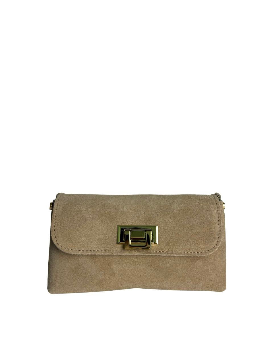 Mini Italian Leather Clutch with Gold Chain by Modex™