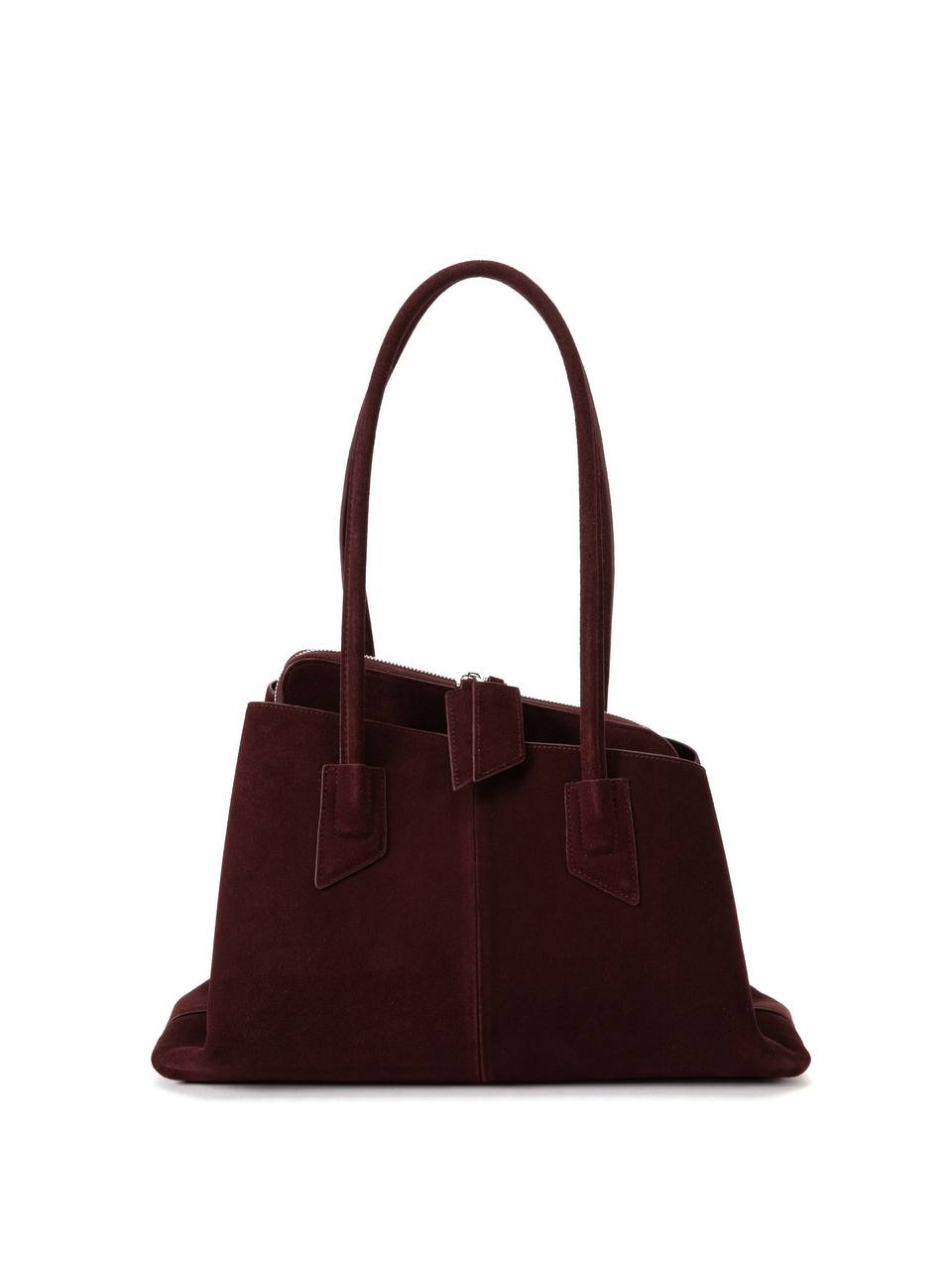 Large Suede Leather Tote Bag with Zip Closure