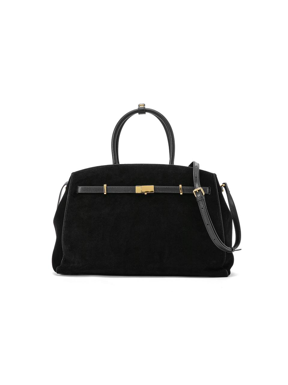 Große Henkeltasche aus Wildleder mit Schulterriemen