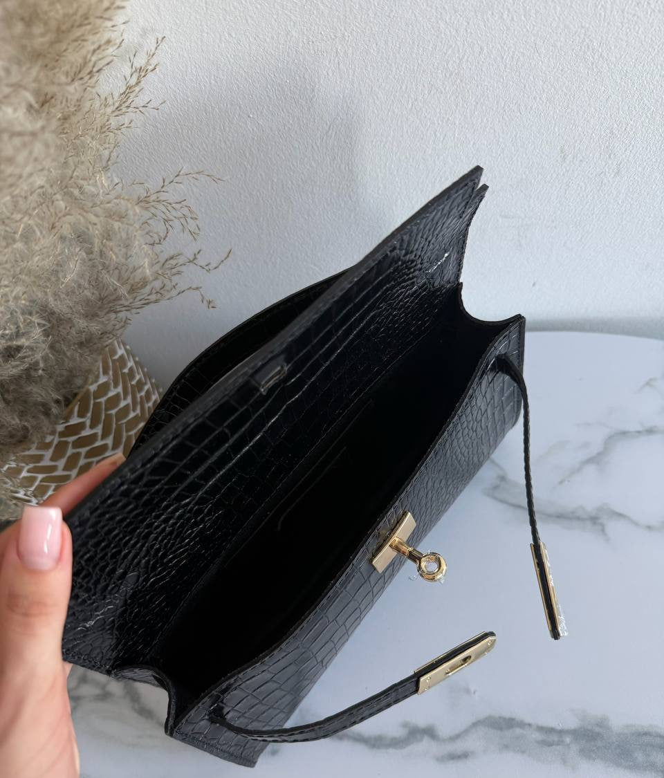 Borsa in Pelle Stampa Cocco con Tracolla
