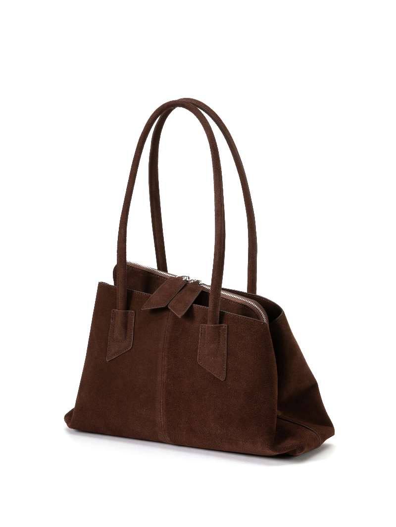 Large Suede Leather Tote Bag with Zip Closure – Modex™
