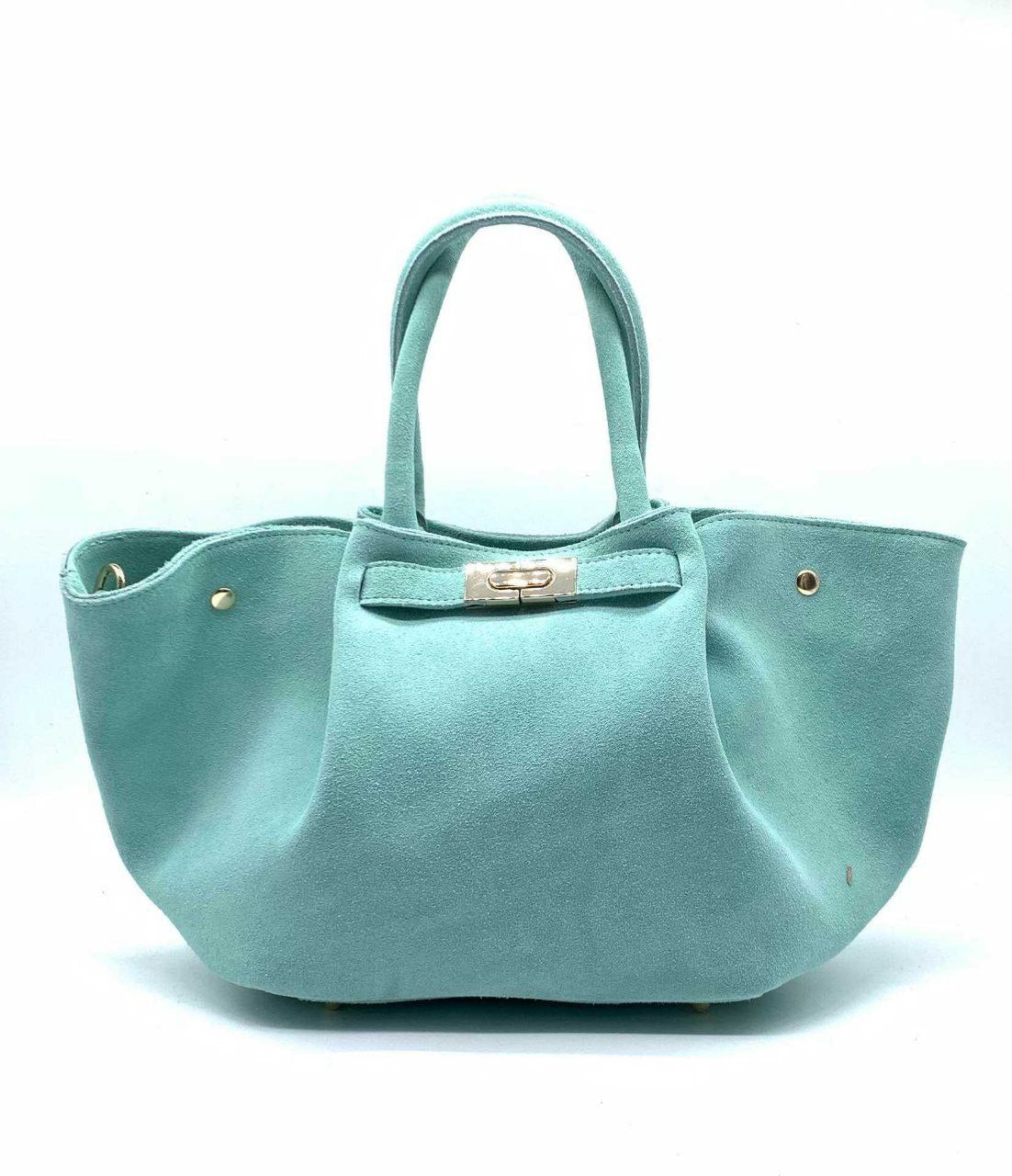 Italian Leather Tote Bag with Elegant Closure by Modex™