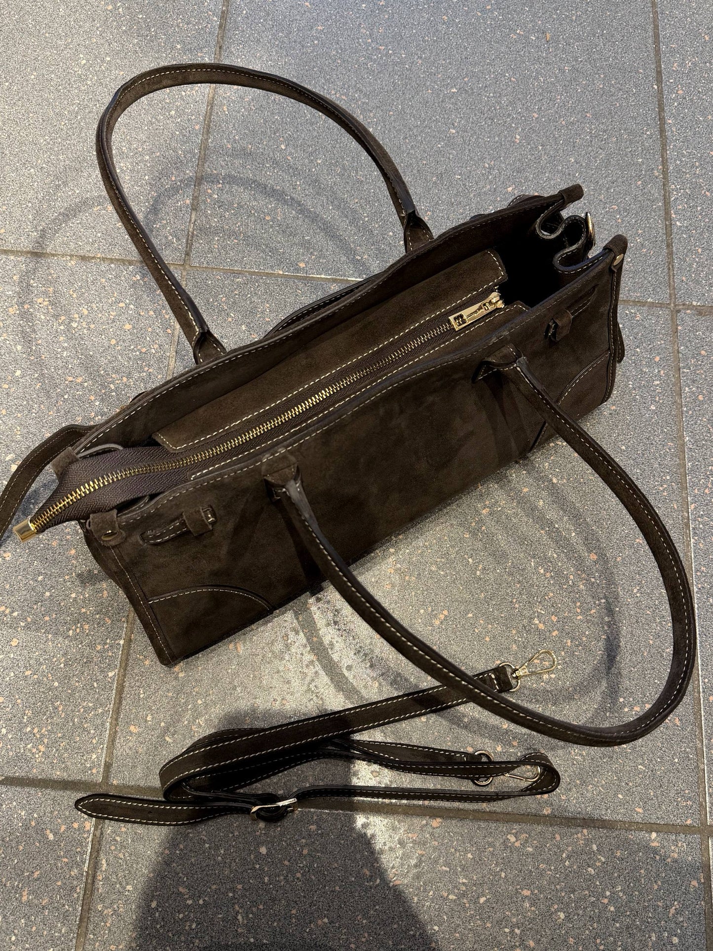 Elongated Suede Shoulder Bag