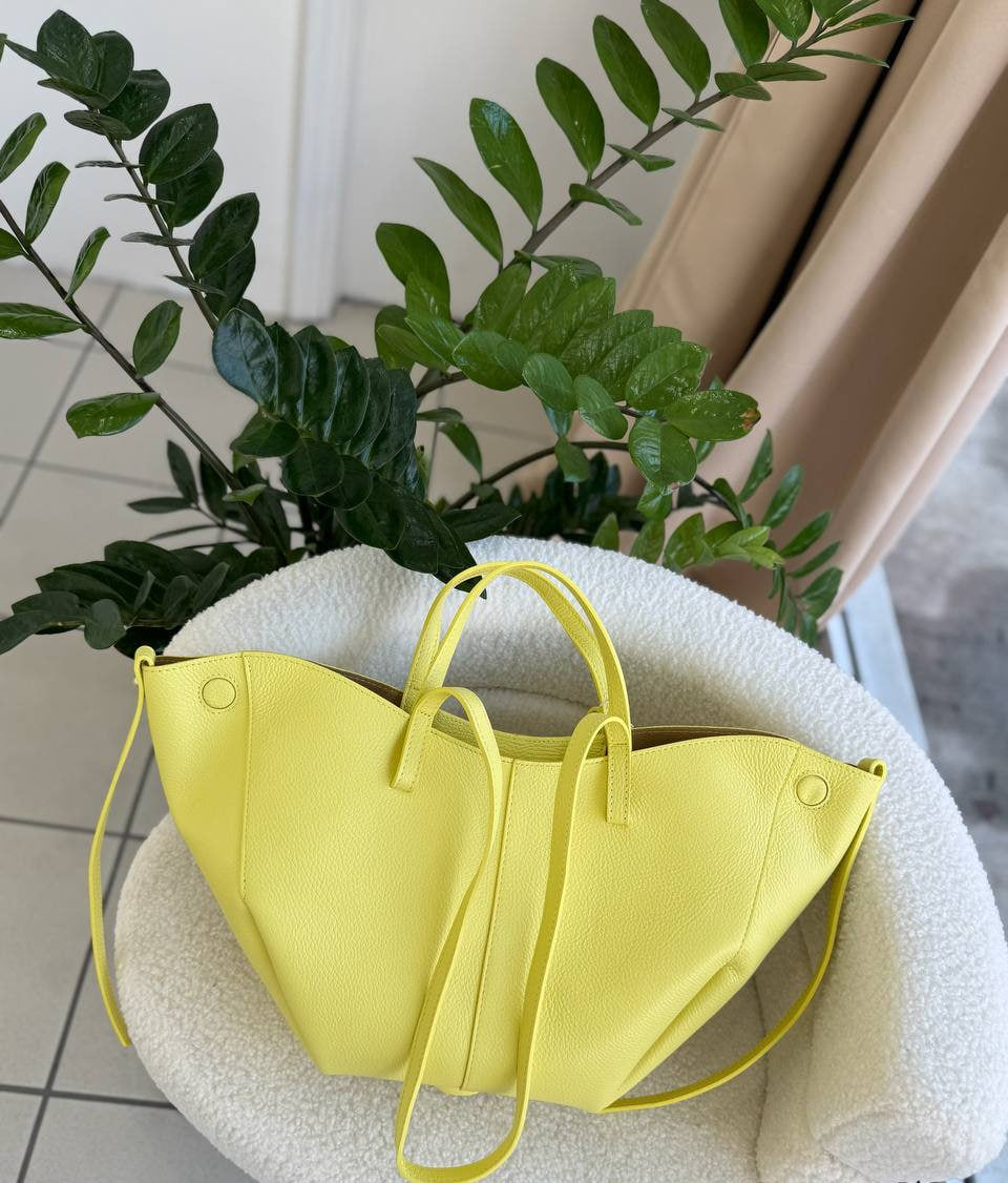 Leather Tote Bag with Removable Pouch