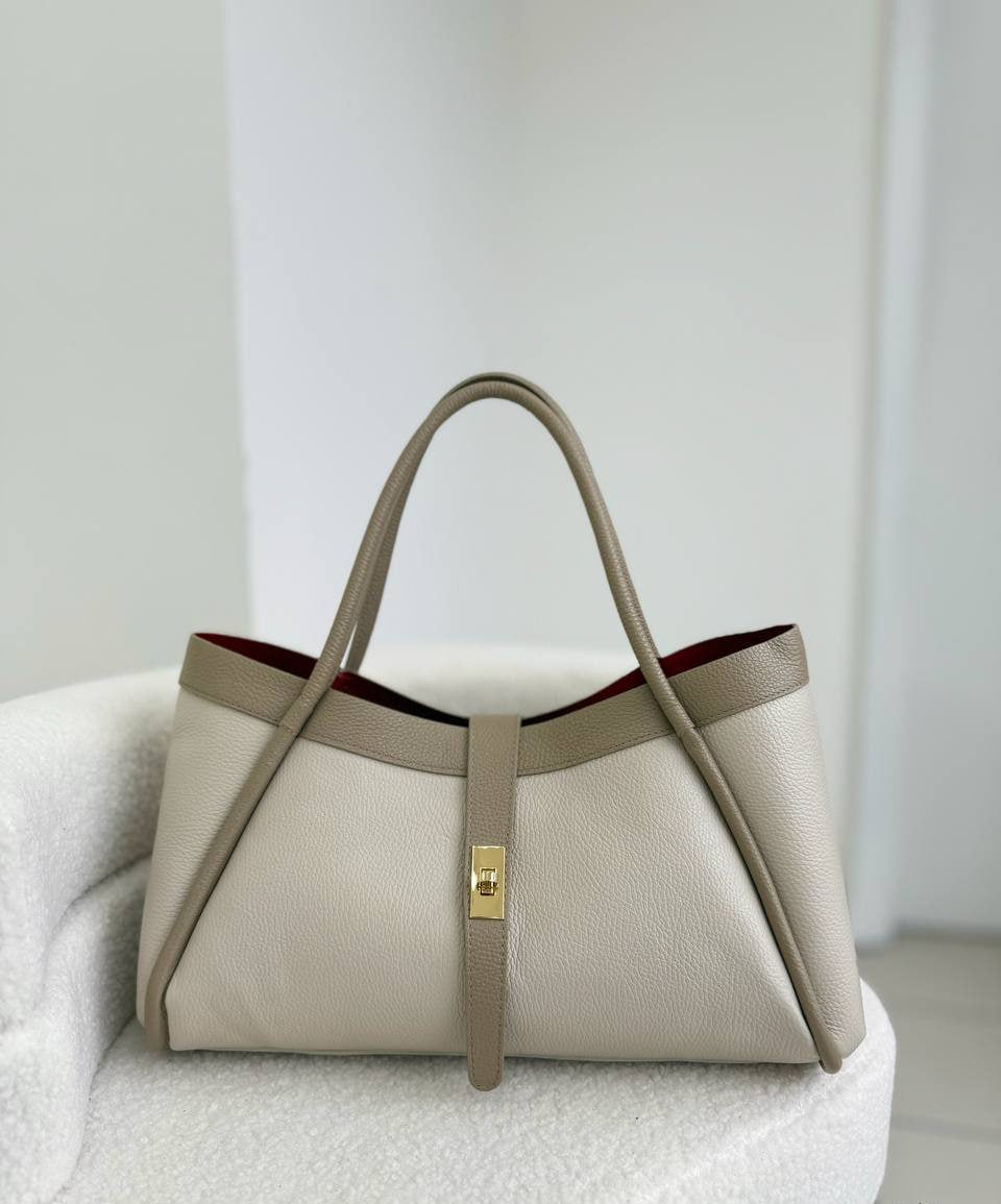 Italian Leather Structured Tote Bag