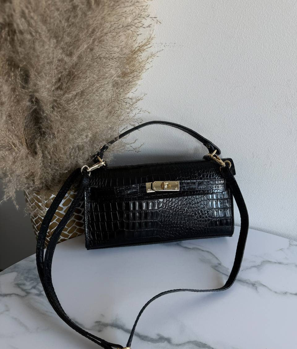 Borsa in Pelle Stampa Cocco con Tracolla
