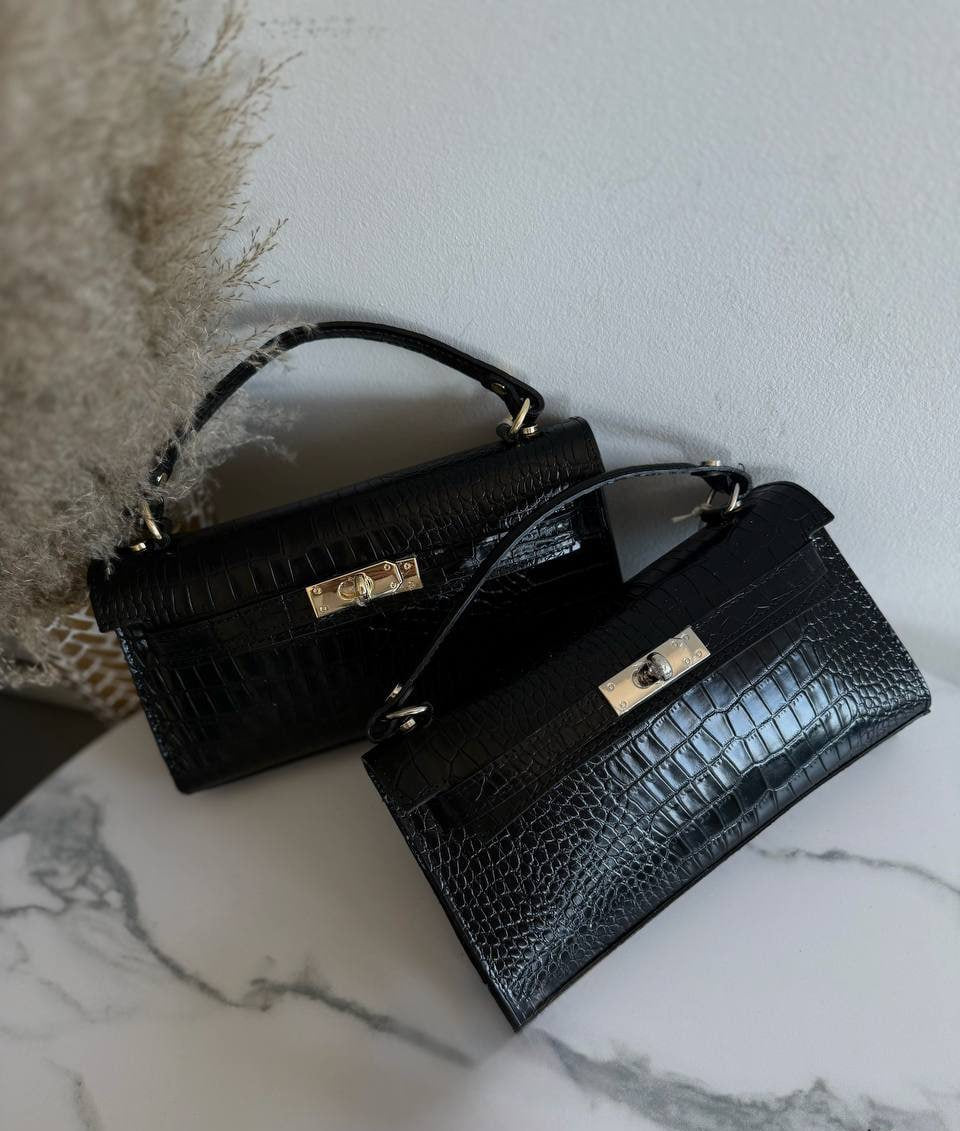 Borsa in Pelle Stampa Cocco con Tracolla