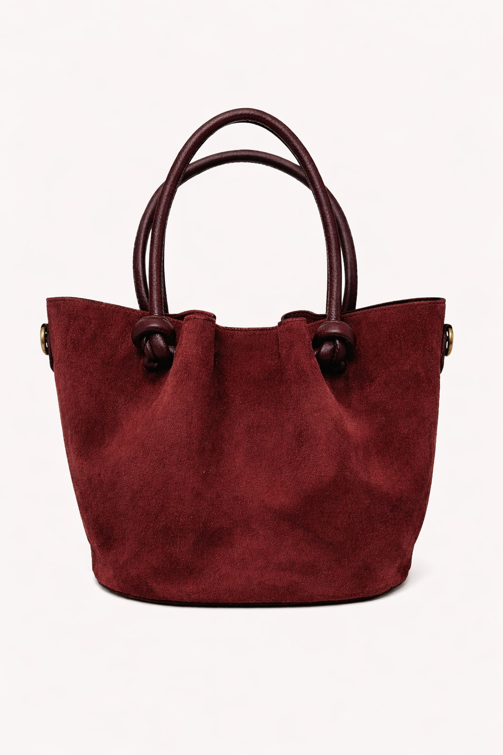 Beuteltasche aus italienischem Leder mit Knotengriffen und Reißverschluss in der Mitte von Modex™